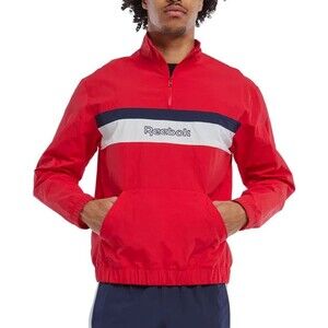Reebok Men's Retro Colorblocked Quarter-Zip Popover Pullover Sweatshirt Red 2XL
